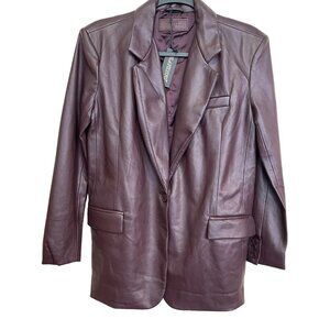 Blank NYC Boyfriend XS Blazer Soft Faux Leather Purple Jacket NWT